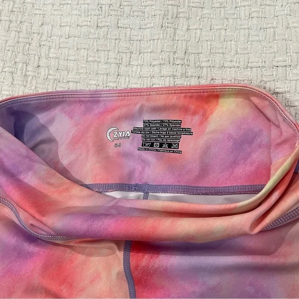 Zyia Light n Tight Tie Dye Leggings Sorbet Sunset High Rise 28” 6-8 NWOT
